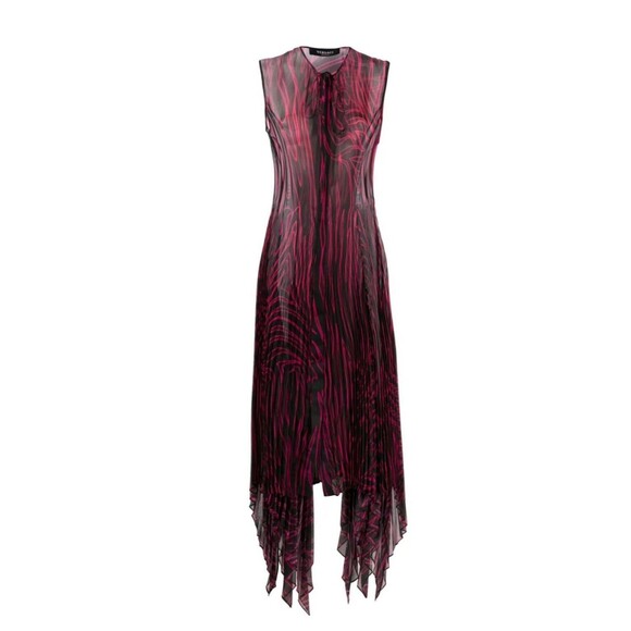 NWT $5,025 Versace Runway SS2023 Sheer Zebra Plisse Dress Red Black IT 40/US 4 - Picture 1 of 16